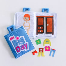 Load image into Gallery viewer, Curious Columbus Fabric Activity Book: My Big Day (Blue)