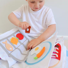 Load image into Gallery viewer, Curious Columbus Fabric Activity Book: My Big Day (Blue)