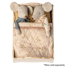 Load image into Gallery viewer, Maileg Wooden Bed Mouse - Off-White ** SPECIAL ORDER **
