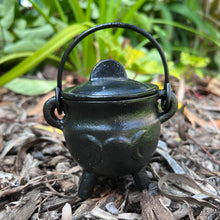 Load image into Gallery viewer, Black Triple Moon Cast Iron Cauldron (Assorted)