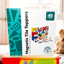 Load image into Gallery viewer, Learn & Grow Magnetic Tile Topper: 40pc Duo Animal Puzzle Pack