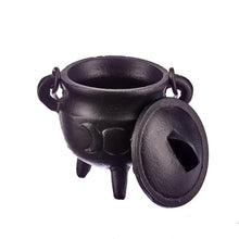 Load image into Gallery viewer, Black Triple Moon Cast Iron Cauldron (Assorted)