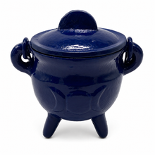 Load image into Gallery viewer, Triple Moon Cast Iron Coloured Cauldron - Small (Assorted)