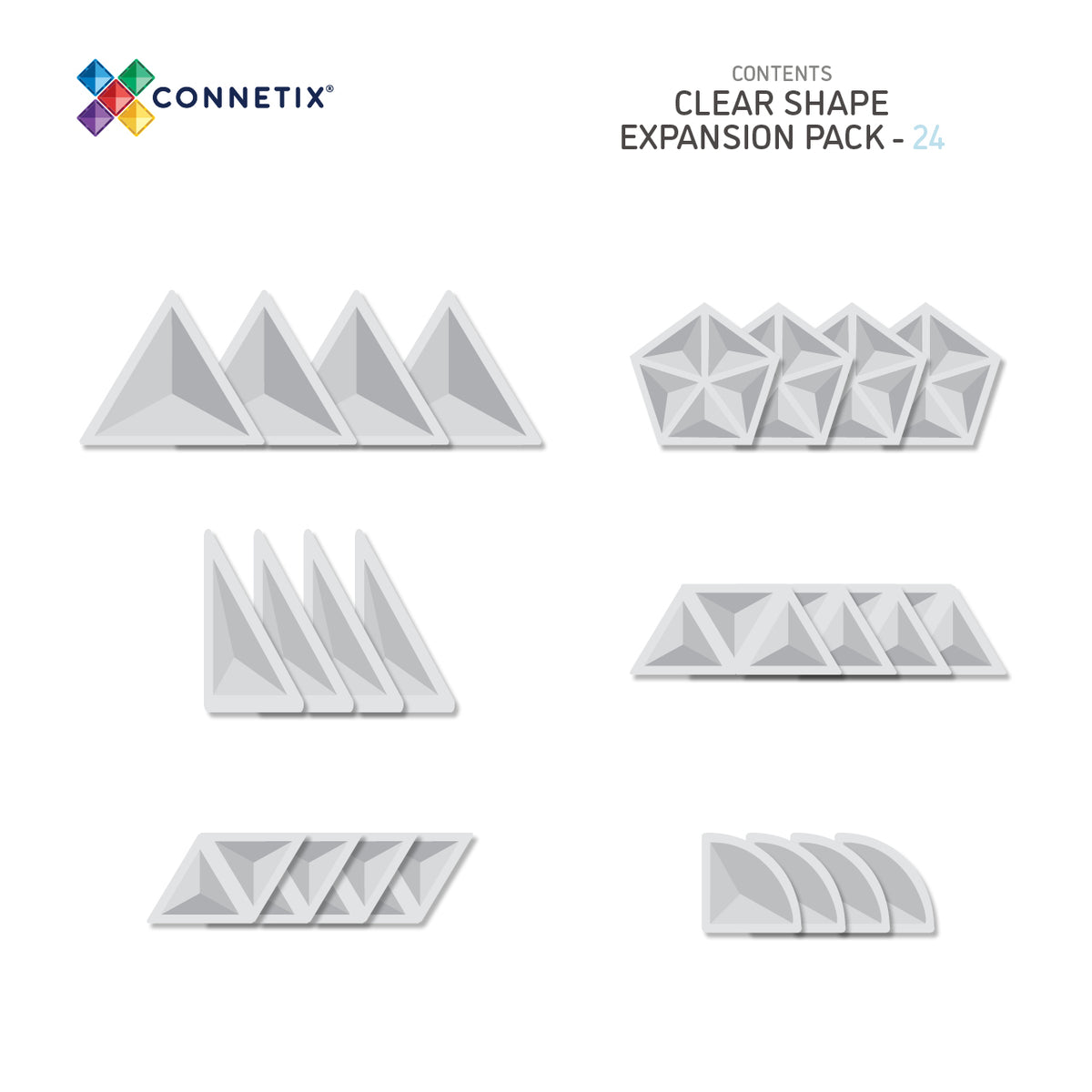 Connetix Clear 24pc Shape Expansion Pack