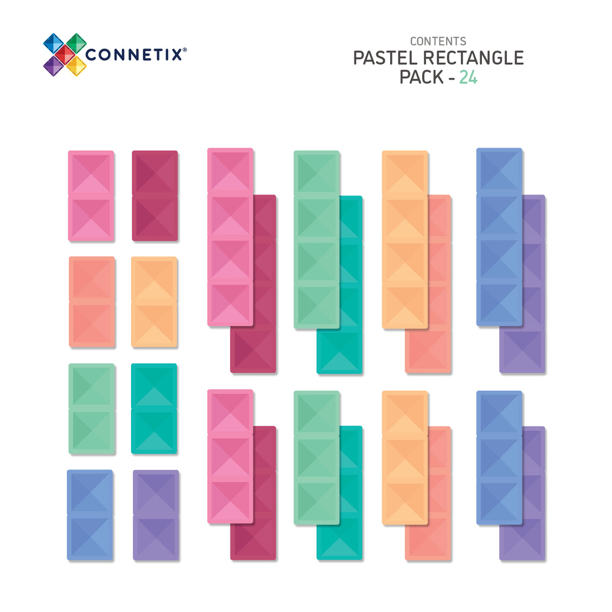 Connetix Pastel 24pc Rectangle Pack