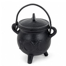 Load image into Gallery viewer, Black Triple Moon Cast Iron Cauldron (Assorted)
