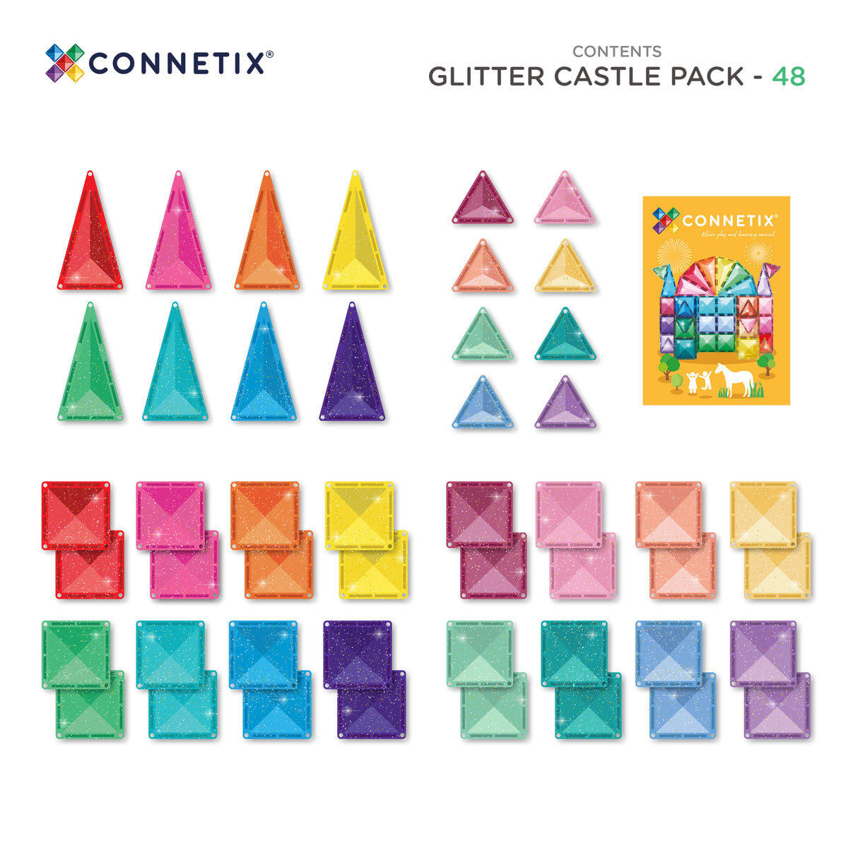 Connetix 48pc Glitter Castle Pack