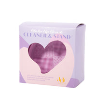 Load image into Gallery viewer, Purple makeup brush cleaner and stand with packaging on a white background
