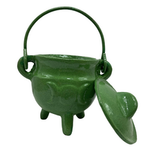 Load image into Gallery viewer, Triple Moon Cast Iron Coloured Cauldron - Small (Assorted)