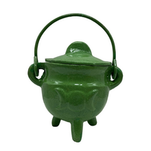 Load image into Gallery viewer, Triple Moon Cast Iron Coloured Cauldron - Small (Assorted)