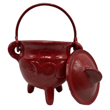 Load image into Gallery viewer, Triple Moon Cast Iron Coloured Cauldron - Small (Assorted)