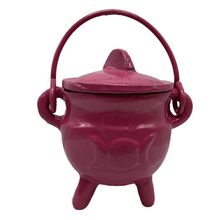 Load image into Gallery viewer, Triple Moon Cast Iron Coloured Cauldron - Small (Assorted)
