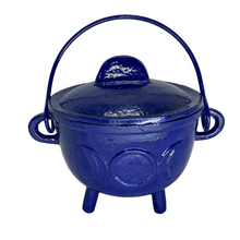 Load image into Gallery viewer, Triple Moon Cast Iron Coloured Cauldron - Medium (Assorted)