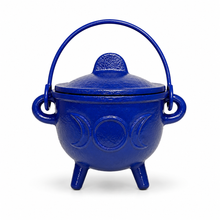 Load image into Gallery viewer, Triple Moon Cast Iron Coloured Cauldron (Assorted) - Medium