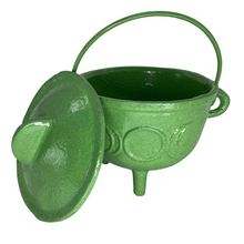 Load image into Gallery viewer, Triple Moon Cast Iron Coloured Cauldron - Medium (Assorted)