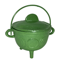 Load image into Gallery viewer, Triple Moon Cast Iron Coloured Cauldron - Medium (Assorted)