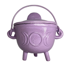 Load image into Gallery viewer, Triple Moon Cast Iron Coloured Cauldron - Medium (Assorted)