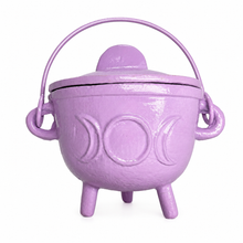 Load image into Gallery viewer, Triple Moon Cast Iron Coloured Cauldron - Medium (Assorted)