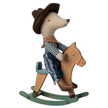 Load image into Gallery viewer, Maileg Cowboy Mouse on Rocking Horse