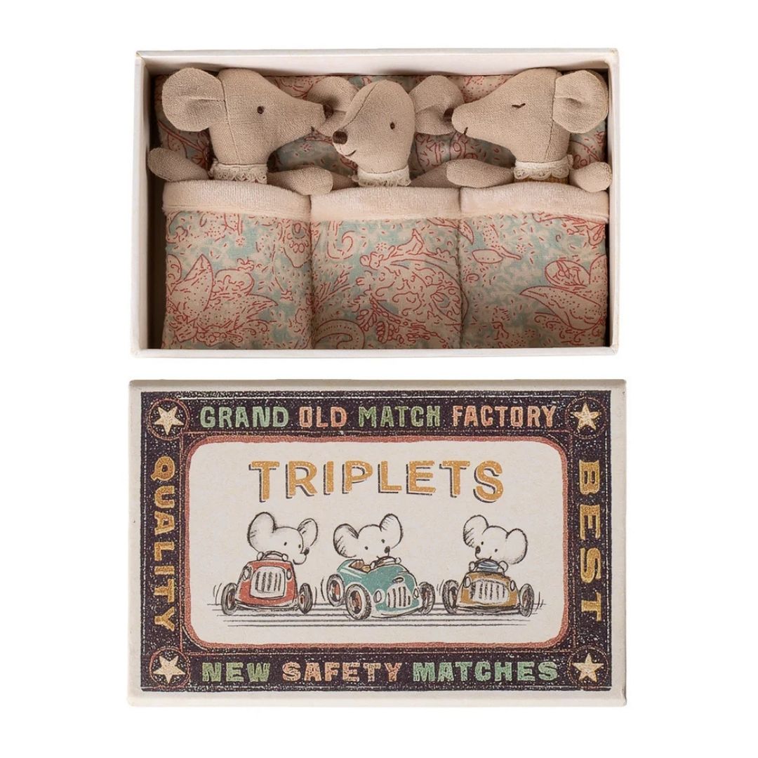 Maileg Triplets Baby Mice in Matchbox Checker (2026)