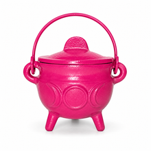 Load image into Gallery viewer, Triple Moon Cast Iron Coloured Cauldron (Assorted) - Medium