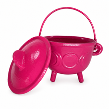 Load image into Gallery viewer, Triple Moon Cast Iron Coloured Cauldron - Medium (Assorted)