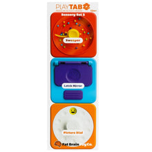Load image into Gallery viewer, PlayTab Sensory Set 3 - Latch Mirror, Picture Dial, Sweeper Tile