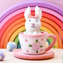 Load image into Gallery viewer, Tara Treasures Felt Rabbit with in Tea Cup Toy