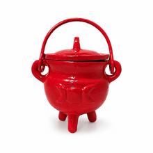 Load image into Gallery viewer, Triple Moon Cast Iron Coloured Cauldron - Small (Assorted)