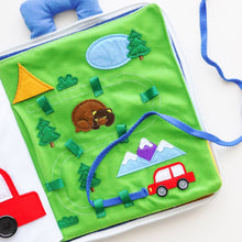 Load image into Gallery viewer, Curious Columbus Fabric Activity Book: Away We Go