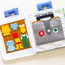 Load image into Gallery viewer, Curious Columbus Fabric Activity Book: Away We Go