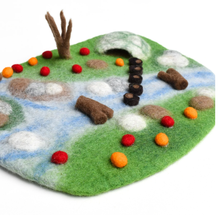 Load image into Gallery viewer, Tara Treasures Woodland River Play Mat Playscape