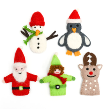 Load image into Gallery viewer, Tara Treasures Christmas Santa Finger Puppet Set