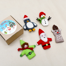 Load image into Gallery viewer, Tara Treasures Christmas Santa Finger Puppet Set