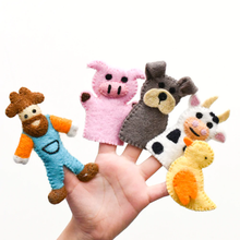 Load image into Gallery viewer, Tara Treasures Old MacDonald Farm Animals A, Finger Puppet Set