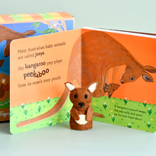Load image into Gallery viewer, Tara Treasures Australian Baby Animals by Frané Lessac Book and Finger Puppet Set