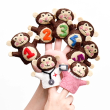 Load image into Gallery viewer, Tara Treasures Five Little Monkeys, Finger Puppet Set