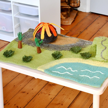 Load image into Gallery viewer, Tara Treasures Large Dinosaur Land with Volcano Playmat