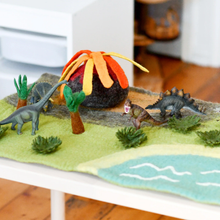 Load image into Gallery viewer, Tara Treasures Large Dinosaur Land with Volcano Playmat