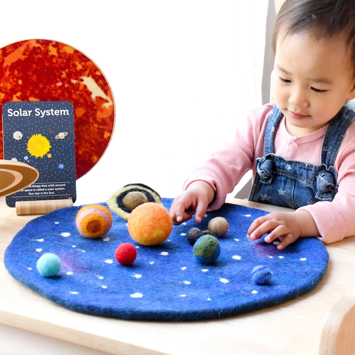 Tara Treasures Solar System Outer Space Play Mat with Felt Planets