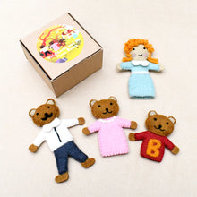 Load image into Gallery viewer, Tara Treasures Goldilocks and the Three Bears, Finger Puppet Set