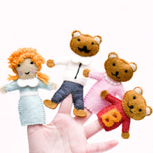 Load image into Gallery viewer, Tara Treasures Goldilocks and the Three Bears, Finger Puppet Set