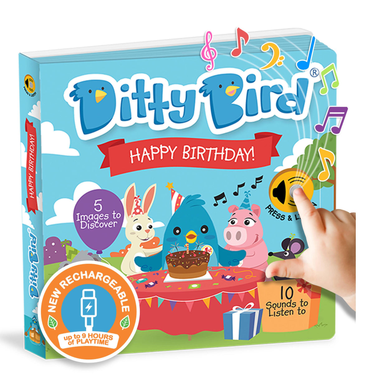 Ditty Bird Happy Birthday Board Book (Rechargeable)