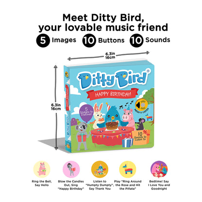 Ditty Bird Happy Birthday Board Book (Rechargeable)