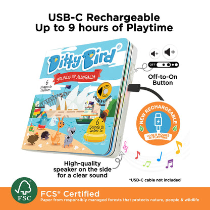 Ditty Bird Sounds of Australia Board Book (Rechargeable)