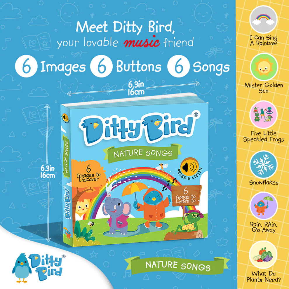 Ditty Bird Nature Songs Board Book (Rechargeable)