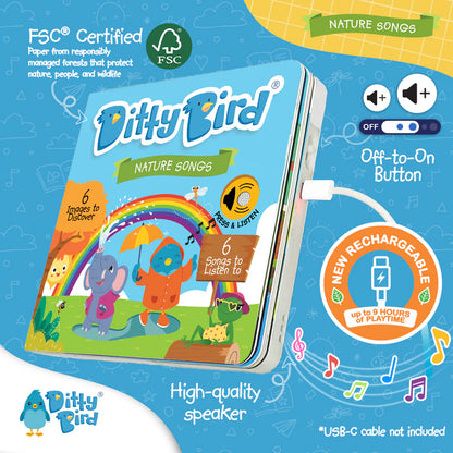 Ditty Bird Nature Songs Board Book (Rechargeable)