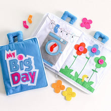 Load image into Gallery viewer, Curious Columbus Fabric Activity Book: My Big Day (Blue)
