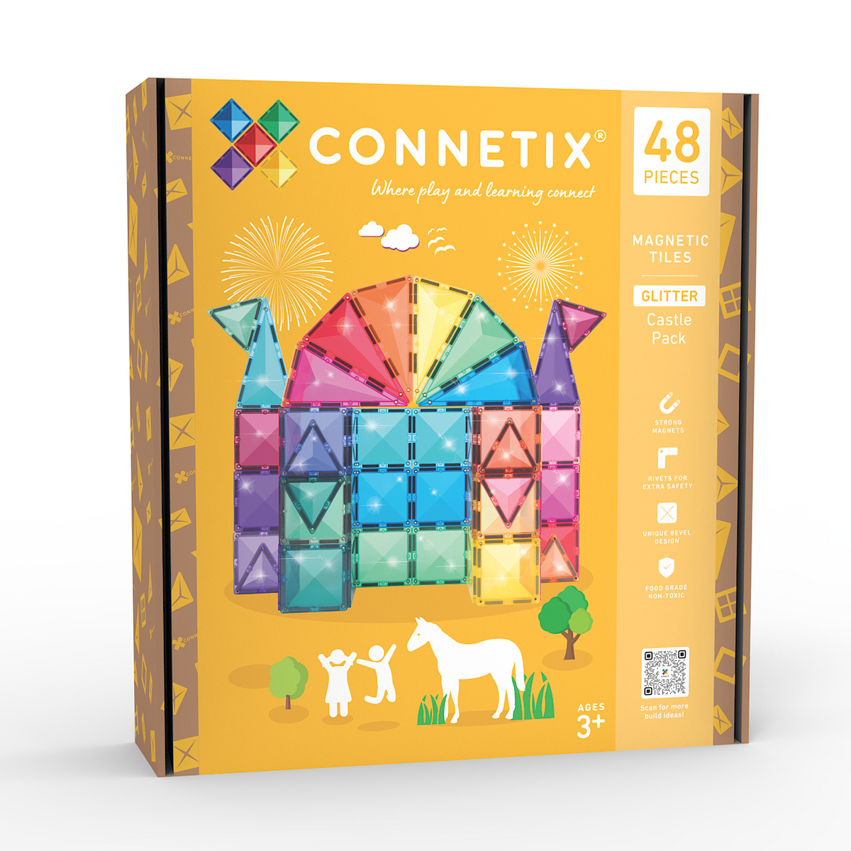 Connetix magnetic building blocks packaging on a white background