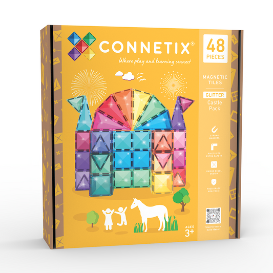 Connetix magnetic building blocks packaging on a white background